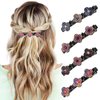 Braided Hair Clips For Women - Sparkling Crystal Stone Hair Clips For Styling Sectioning with 3 Small Hair Barrettes, Hair Accessories Four-Leaf Chopped with Rhinestones for Women& Girls 4 PCS (# 1)