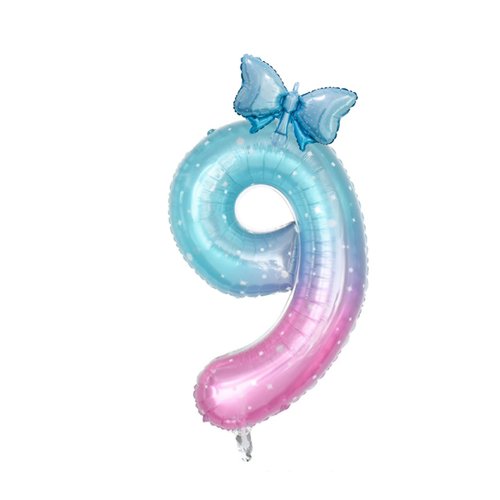 40inch Starry Sky Butterfly Number 9 Balloons, Giant Big Foil Mylar Helium Numbers Balloons 9, 9th Butterfly Themed Birthday Party Supplies Balloons, 9th Birthday Party Decorations (Number 9)