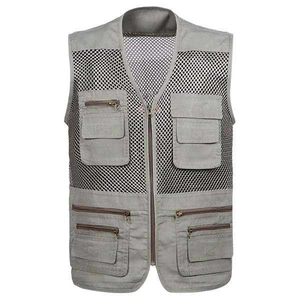 Gihuo Men's Mesh Multi Pockets Outdoor Fishing Safari Travel Vest(Beige-M)