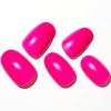 GLAMERMAID Press on Nails Oval,Hot Pink Medium False Nails with Adhesive Tabs,24 Pcs Glossy Oval Short Glue on Nails for Women,Reusable Acrylic Stick on Nails for Gift