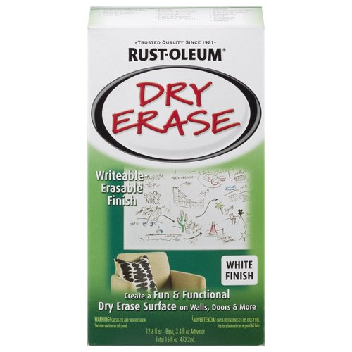 Rust-Oleum 241140 Specialty Dry Erase Brush-On Paint Kit, White 16 Fl Oz (Pack of 1)