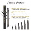LOKFAR 6 Pcs Double-Side Liquid Eyeliner Stamp Pen Set, Eye Liners for Women Waterproof Eyeliner Pencil Black Eye-liner Stencils Long-Lasting Tattoo Makeup-Triangle,Star,Moon,Heart,Flower,Smiley
