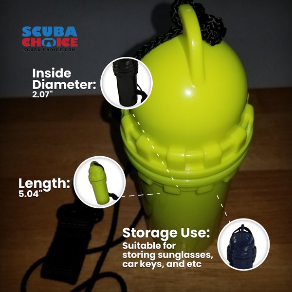 Scuba Choice Scuba Diving Snorkeling Waterproof Cylindrical Dry Box with Clip, Yellow Small