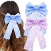 2 PACK Big Bow Hair Clip, Big Bowknot Camellia Hair Barrettes French Hairpin Snap Hair Clasps Cute Tulle French Hair Styling Accessories for Women Girls (Blue + Purple)