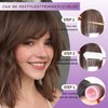 Fake bangs with curlers, hair clip style hair clip, simple hair extension, French bangs, clip style air curved bangs, suitable for women's daily wear (Light brown)