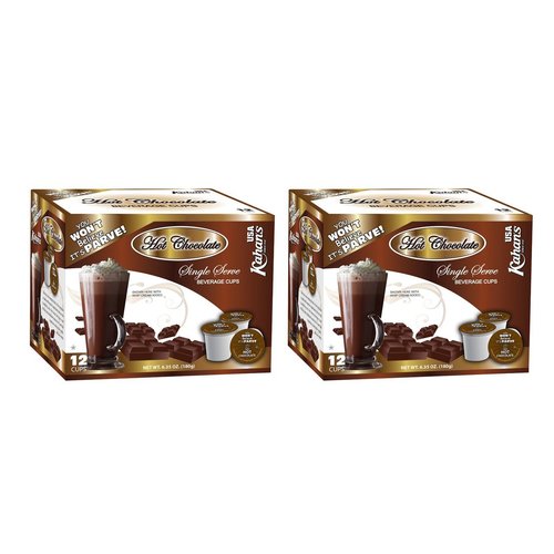 Dairy Free, Hot Chocolate Cups, Compatible with K Cup Coffee Maker, (2 Pack, Total 24 cups), Caffeine Free, You Won‘t Believe it's Parve!