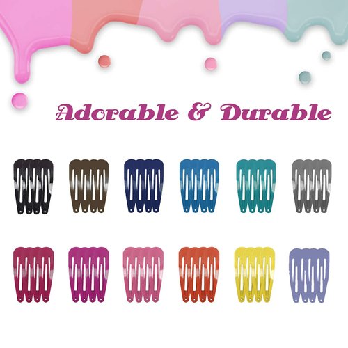 Hair Clips,KUBOM 120 Pcs No-Slip Metal Snap Toddler Baby Hair Clips Barrettes, Assorted Color Hair Pins with Baby Hair Ties Girls Hair Accessories for Kids Toddler and Baby