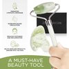 Jade Roller and Gua Sha Set - 100% Natural Jade Stone Face Roller, Dual Sided Massage Roller Stimulates Blood Flow, Relieves Stress, Reduces Signs of Aging, Travel Pouch Included, Gift Box