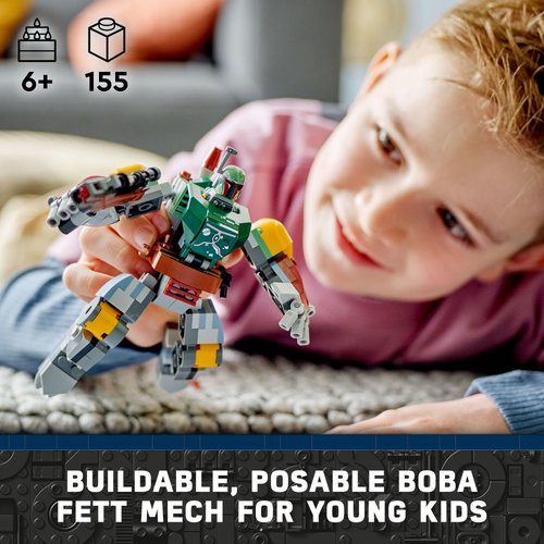 LEGO Star Wars Boba Fett Mech Buildable Star Wars Action Figure, Posable Mech Inspired by The Iconic Star Wars Bounty Hunter, Features a Buildable Shield, Stud Blaster and Jetpack, 75369