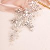 BERYUAN Women Silver Flowers Pearls Crystal Rhinestone Headband Pearls Crystal Wedding Headpiece Taerdrop Crystal Rhinestone Hair Vine for Wedding Women and Girls