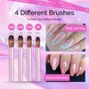 MelodySusie 4Pcs Acrylic Nail Brush Set, Size 8/12/14/16 Professional Nail Brushes for Acrylic Application Acrylic Powder Nail Extension and 3D Nail Carving for DIY Home Salon