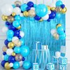 YUKL Blue Backdrop Curtain Door Streamers 2Pack Blue Streamers Party Decorations Blue Foil Fringe Curtain Blue Tinsel Fringe Backdrop for Bluey Birthday Decorations Stitch Birthday Decorations