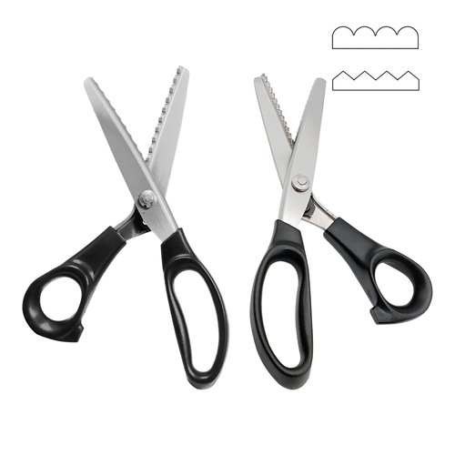 Pinking Shears Scissors for Fabric - Paper Cutting, 9" Stainless Steel Zig Zag Scalloped Cut Scissors, Professional Strong Sharpe Sewing Dressmaking Scissors, Decorative Edge Patterns