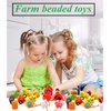 Lacing Farm Toy Wooden Block Set, Early Educational Toys String & Lacing Beads Games for Toddlers Kids Farm Animal Learning Play Set (16 Pieces)