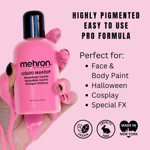 Mehron Makeup Liquid Makeup | Face Paint and Body Paint 4.5 oz (133 ml) (PINK)