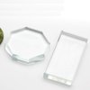 2Pcs Professional Eyelash Extension Adhesive Glue Pallet Crystal Glass Eye Lash Base Pad Tray Stand Holder for Fake Eyelashes Extension Makeup Cosmetic Nail Palette Tool, Octagon and Rectangle