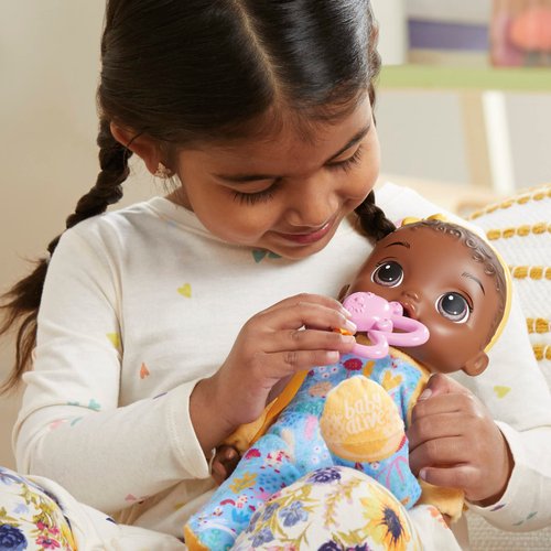 Baby Alive Soft ‘n Cute Doll, Black Hair, 11-Inch First Baby Dolls, Washable Soft Toys for Toddlers, for Kids, 18 Months+
