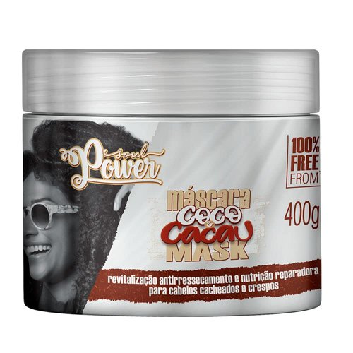 Soul Power Mascara Coco & Cacau 400g Vegan Friendly GMO Free Cruelty Free - Curl Definition Formula Anti-Frizz Hydrating - Imported from Brazil