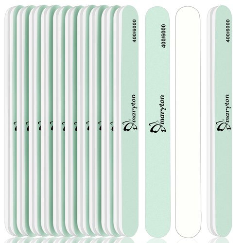 Maryton Nail Buffer and Shine Kit - 10pcs Nail Shine Buffer Blocks for Natural Nails Polisher Fingernail Buffer Buffing File 400 6000 Grit