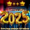New Years Decorations 2025, Gold Number Balloons for New Years Eve Party Supplies, 40inch Gold Foil Balloon New Year Banner and Happy New Year Decorations 2025 NYE Decorations