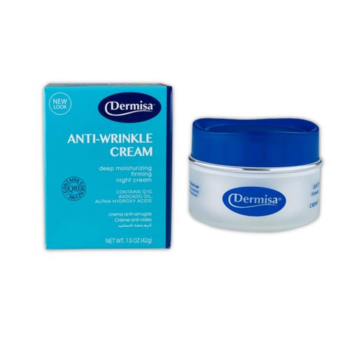 Dermisa Anti-Wrinkle Cream | Contains Alpha Hydroxy Acids, Coenzyme Q10, Avocado Oil | 1.5 OZ | Pack of 1
