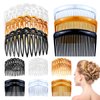 18 Piece Twist Comb Set - Plastic Side Hair Clips With 11/25 Teeth for Multiple Hairstyles, Girls and Women Hair Accessories (Black, Transparent, Brown)