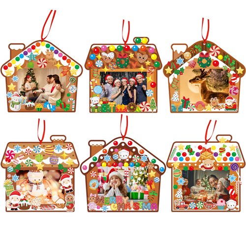 24 Gingerbread House Frame Craft Christmas Ornaments Hanging Decorations for Christmas Memories