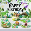 96 Pcs Dinosaur Party Supplies, Dinosaur Theme Birthday Party Decoration Includes Plates Napkins Forks, Dino Tableware Set for Boys Kids Birthday, Serves 24 Guests