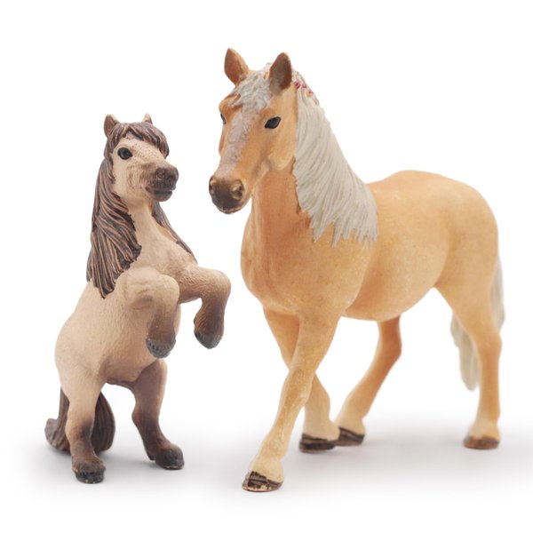 Gemini&Genius Horses Toy for Kids, Farm Premium Horse Animal Playset, Mare with Horse Cub Family Action Figures Party Favors Supplies, Party Cupcake Toppers, Birthday Gifts for Kids