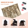 UGOTRAYS Blonde Clip in Hair Extensions Real Human Hair - 15 inch 70g Ash Blonde Mixed Bleach Blonde Straight 7pcs Double Weft - 100% Remy Human Hair Extensions #18p613 15inches