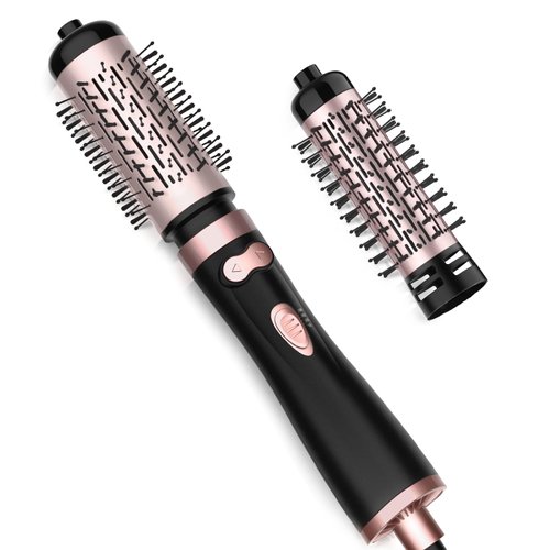 Rotating Hair Dryer Brush Spinning, 4-in-1 Blow Dryer Brush with 2 Inch&1.5 Inch Brush Attachements, Round Hot Air Brush for Hair Smooth/Volume/C-Curls