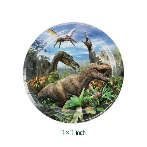 WETIM 40pcsk Jurassic Park Party Supplies include 20 plates, 20 napkins for Jurassic birthday party decoration