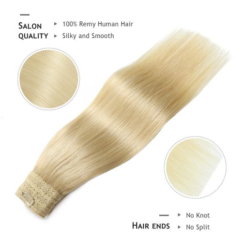 Human Hair Extensions Wire Hair Bleach Blonde,12 Inch #613 Hairpiece Remy Human Hair Extensions,70g Wire Hair Extensions by YILITE（12inch 70g Bleach Blonde）