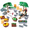 54 Pcs Play Farm Feed Food Accessories Toy Set Mini Educational Playset Feed Set, Includes Plastic Hay Bale Straw Heap Vegetable Planting Scene Tools Educational Gift Cake Toppers for Kids Toddlers