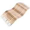 VINBAO 20 PCS Tape In Hair Extensions Real Human Hair Invisible Seamless Skin Weft Double Sided Tape Remy Human Hair Balayage Natural Long Straight (22inch, #18P613)