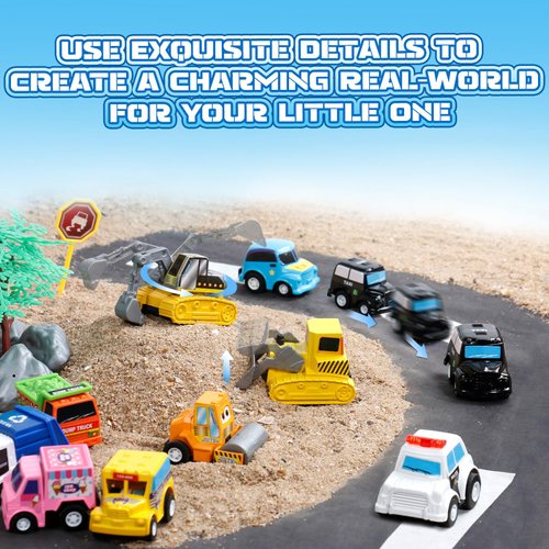 Fajiabao 18 Pcs Toddler Toys Cars for 1-3-5 Mini Pull Back Cars Small Toy Trucks Toddler Party Favors Pinata Filler Goodie Bags Stuffers for Kids Bulk Kids Prizes for 2 3 4 5 6 Boys Girls