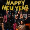 Happy New Year Balloon, 16inch New Year Letter Balloons NYE Decorations 2025, New Years Eve Party Banner Supplies 2025 Set (Blue)