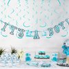 24 PCS Teal Hanging Swirl, Sparkle Ceiling Hanging Decorations, Plastic Streamer Party Decorations with Double-Swirls and Single-Swirls for Birthday Decorations, Graduation, Baby Shower