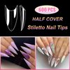 Short Stiletto Nail Tips Clear Nail Tips Half Cover MEKK 600PCS Acrylic False Nail Tips Fake Nail Tips for Nail Salons and DIY Nail Art at Home,10Sizes