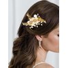 JAKAWIN Flower Wedding Hair Clip Gold Pearl Hair Piece Crystal Bridal Hair Accessories for Women