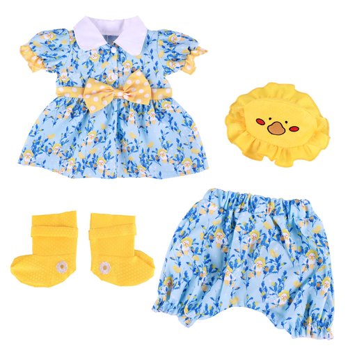 BABESIDE 4 Pcs Reborn Baby Doll Clothes Set for 17-22 Inch Dolls, Cute Chick & Floral Baby Doll Raincoat Doll Accessories Set for Realistic Baby Dolls Girls, Yellow & Blue