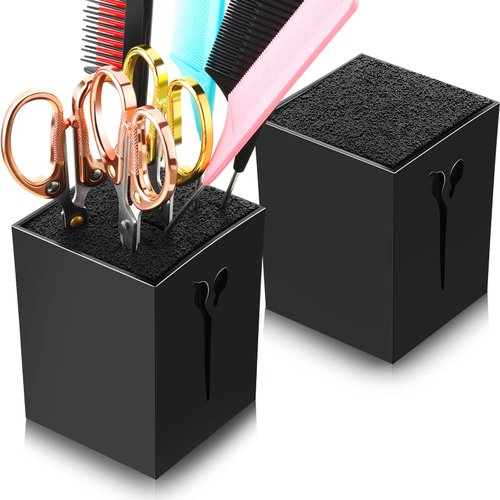 Patelai 2 Pcs Scissors Holder Storage Box for Barber Shear Holder for Stylist Salon Hairdresser Scissor Keeper Hairdressing Desktop Organizer Grooming Barber Tools Holder Hairstylists Scissor Cases