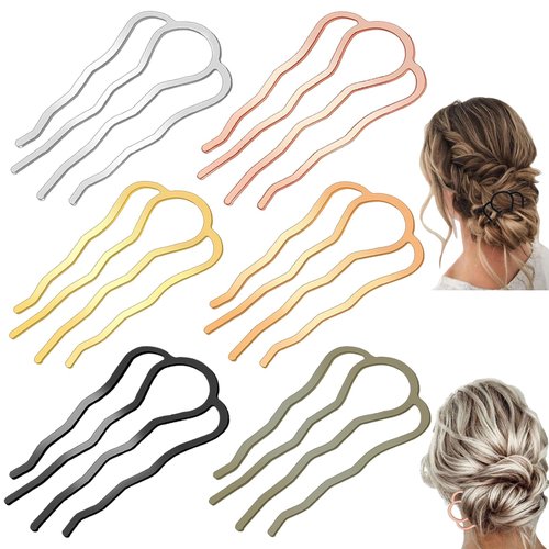 REDANHA Hair Comb, 6 PCS Hair Side Combs 87mm, Metal Hair Fork Clip Hair Pins for Women Hair Styling Tool Accessories (Assorted Color, 6 Count)