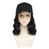 AliRobam Hat with Natural Wave hair Extensions attached for woman Baseball cap wig Short Bob Hairstyle Adjustable Wig (Black)