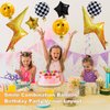 Ckepvo Smile Face Checkered Balloons,18 Inch Lightning Bolt Balloon Smile Face Birthday Decorations,Yellow Happy Face Balloons For Birthday Wedding Decor (A-Smiley Face)