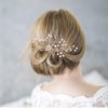 CROWN GUIDE Bridal Hair Comb Clip Pin Rhinestone Pearl Wedding Hair Accessories for Women Brides Bridesmaid Hairpiece Gold