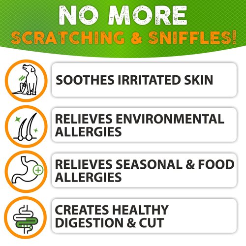 Dog Allergy Relief Chews - Dog Itch Relief - Omega 3 Fish Oil + Probiotics - Itchy Skin Relief - Seasonal Allergies - Anti Itch Support & Hot Spots - Immune Supplement for Dogs