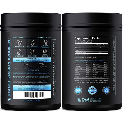 Pure Collagen Peptides Powder (11g | 60 Servings) Grass Fed Pasture-Raised Bovine Collagen Powder Hydrolyzed for Maximum Absorption ; Collagen Supplement for Joint Support, Hair & Skin