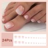 24Pcs Ombre Press on Toe Nails Short Square - GUAACCB Fake Toenails Nude Gradient Toe Nail Tips Press ons White Pink Glue on Toe Nails Summer Artificial Beach Full Cover False Toe Nails for Women