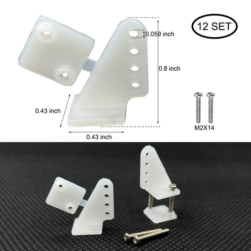 12Sets Nylon Control Horns 4 Holes Positions L11×W11×H20mm for RC Airplane KT Model Plane Parts Accessories with M2x14mm Screw